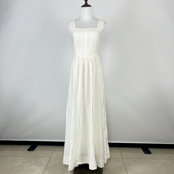 NWOT Farm Rio Stretch Linen Blend Cami Maxi Dress Size XS Classic Off White - Picture 2 of 11